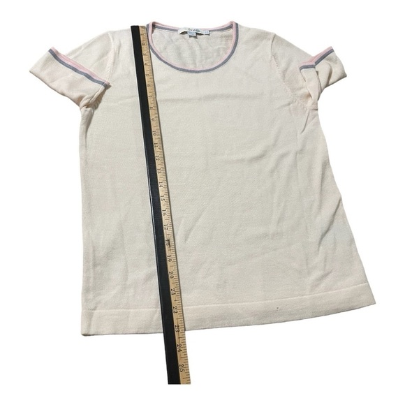 Boden Wool Sweater Womens Short Sleeve Pink Gray Minimalist Classic Top US 8 - Picture 10 of 14